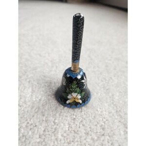Vintage Chinese Enamel Cloisonné Brass Bell w/Intricate Floral